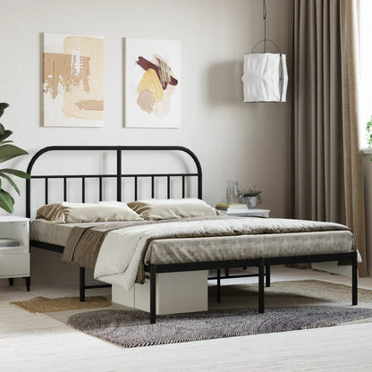 Metal Bed Frame without Mattress with Headboard Black 140x190 cm