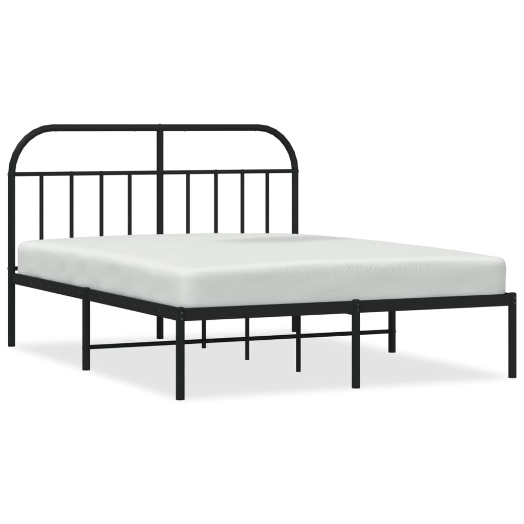 Metal Bed Frame without Mattress with Headboard Black 140x200 cm