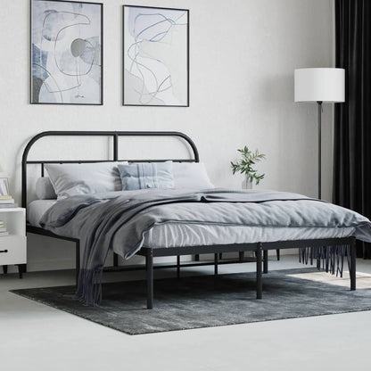 Metal Bed Frame without Mattress with Headboard Black 140x200 cm