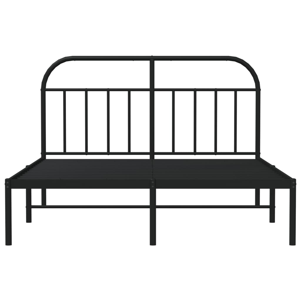 Metal Bed Frame without Mattress with Headboard Black 140x200 cm