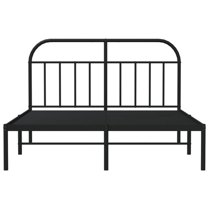 Metal Bed Frame without Mattress with Headboard Black 140x200 cm