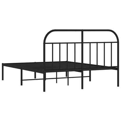 Metal Bed Frame without Mattress with Headboard Black 140x200 cm