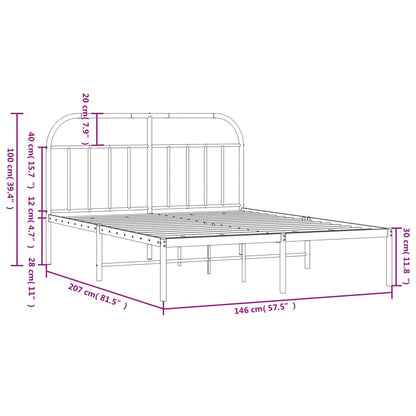 Metal Bed Frame without Mattress with Headboard Black 140x200 cm