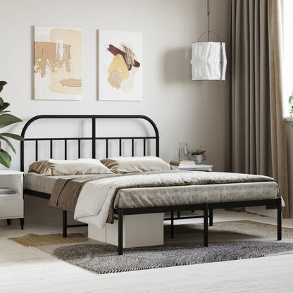 Metal Bed Frame without Mattress with Headboard Black 140x200 cm