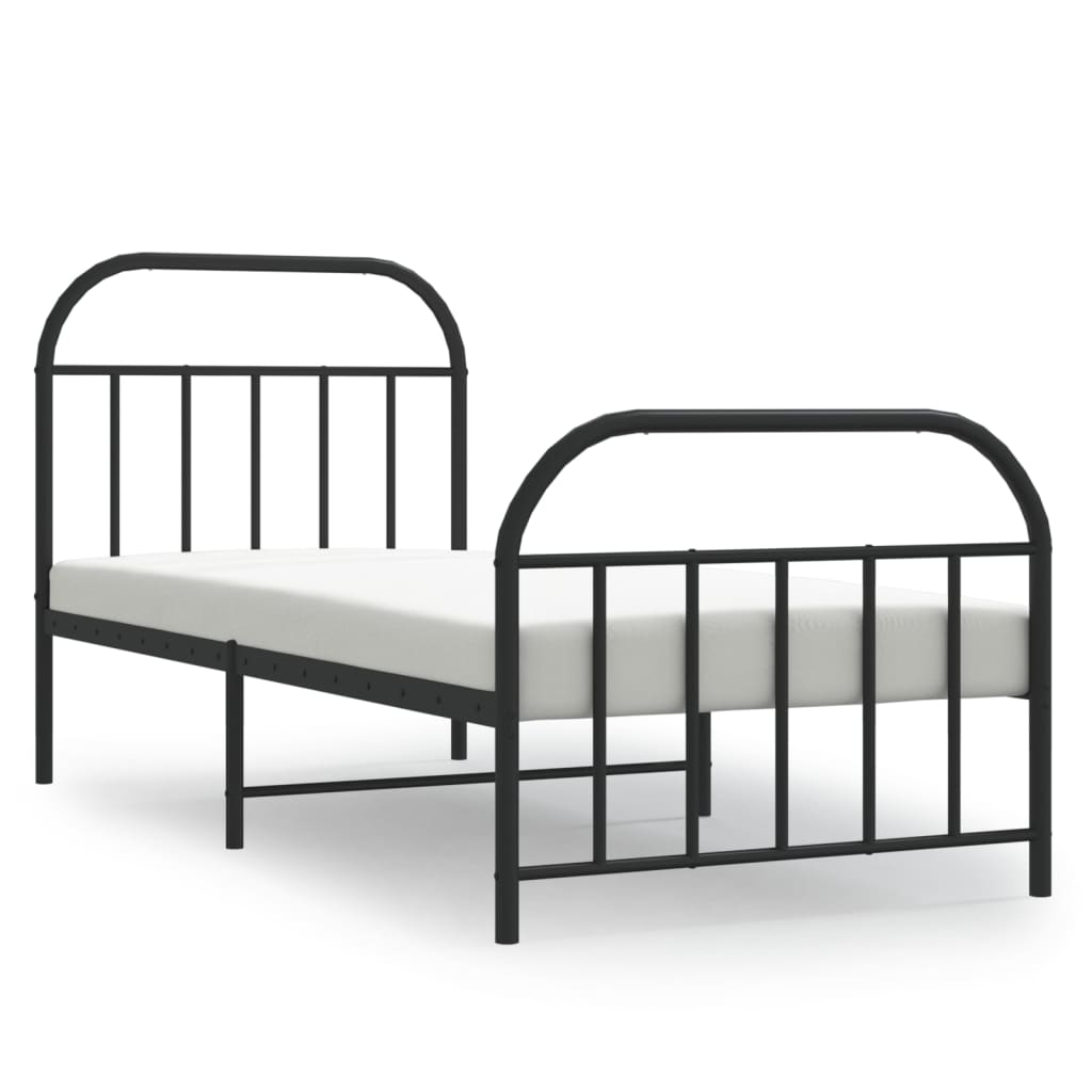 Metal Bed Frame without Mattress with Footboard Black 80x200 cm