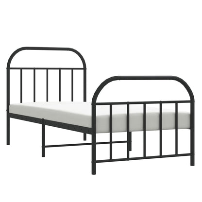 Metal Bed Frame without Mattress with Footboard Black 80x200 cm