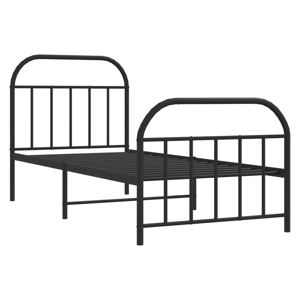 Metal Bed Frame without Mattress with Footboard Black 80x200 cm