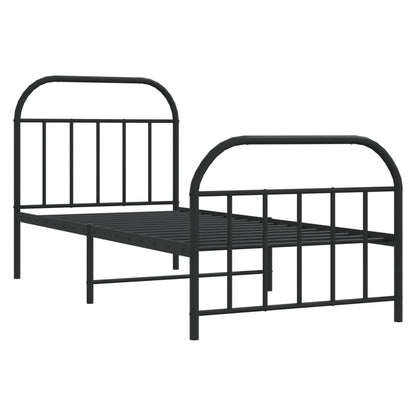 Metal Bed Frame without Mattress with Footboard Black 80x200 cm