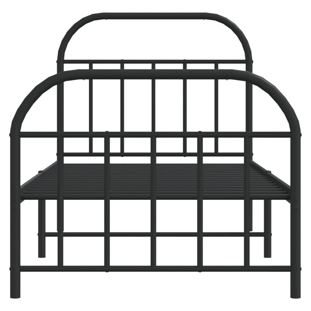 Metal Bed Frame without Mattress with Footboard Black 80x200 cm