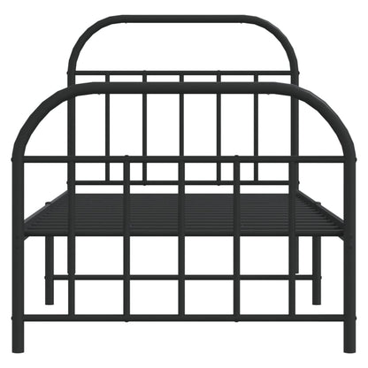 Metal Bed Frame without Mattress with Footboard Black 80x200 cm