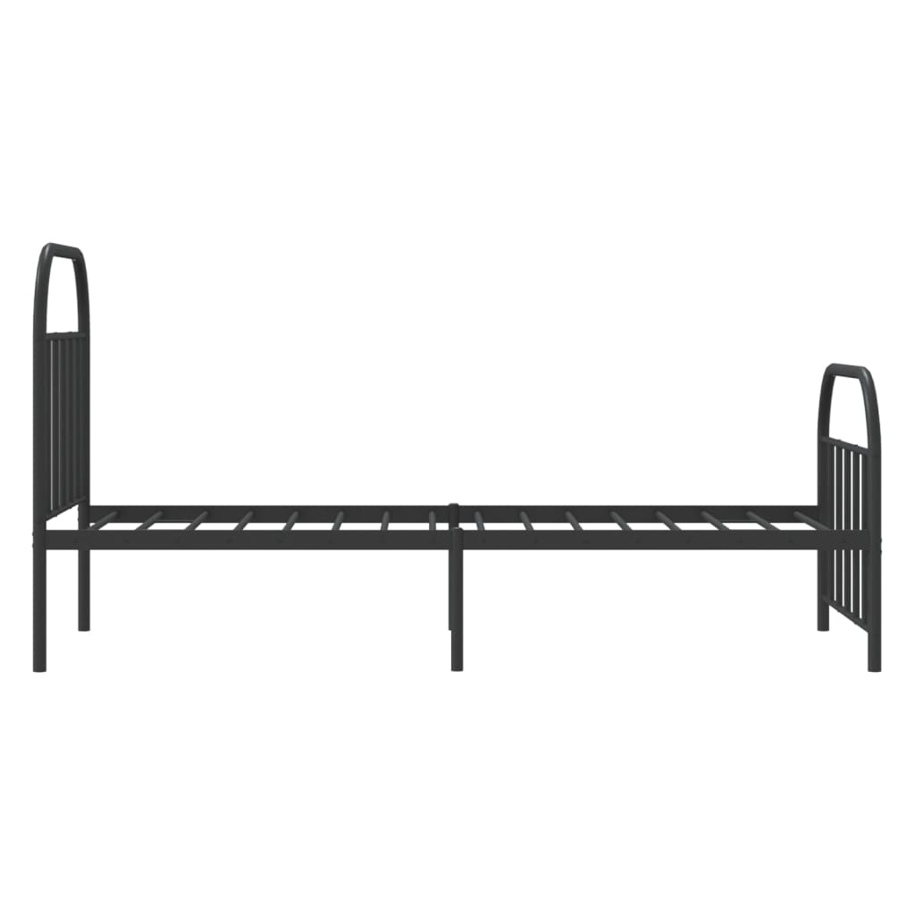 Metal Bed Frame without Mattress with Footboard Black 80x200 cm