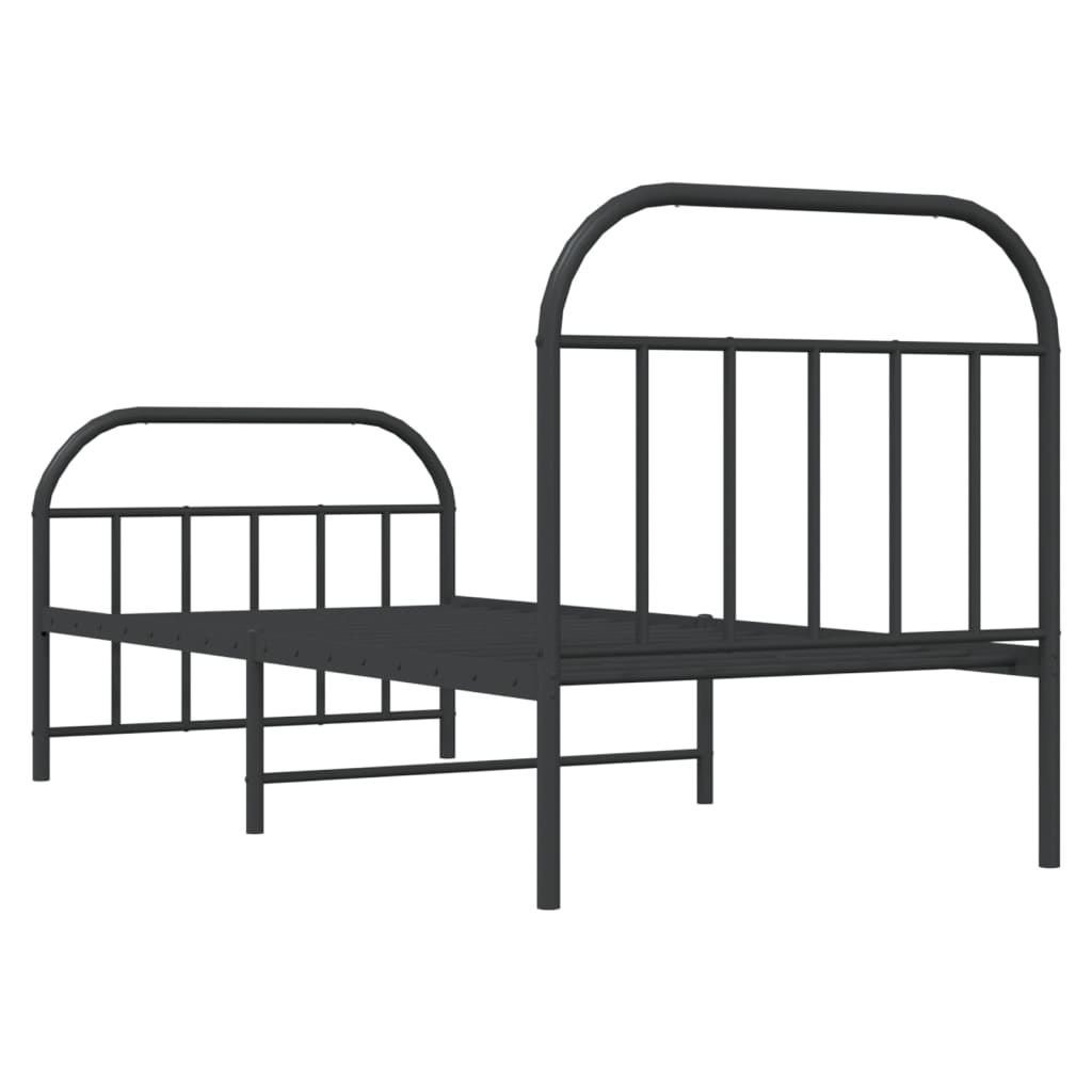 Metal Bed Frame without Mattress with Footboard Black 80x200 cm