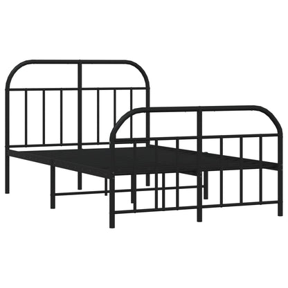 Metal Bed Frame with Headboard and Footboard Black 120x200 cm