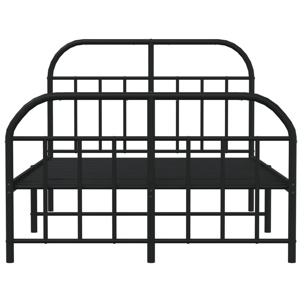 Metal Bed Frame with Headboard and Footboard Black 120x200 cm