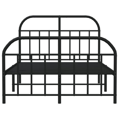 Metal Bed Frame with Headboard and Footboard Black 120x200 cm