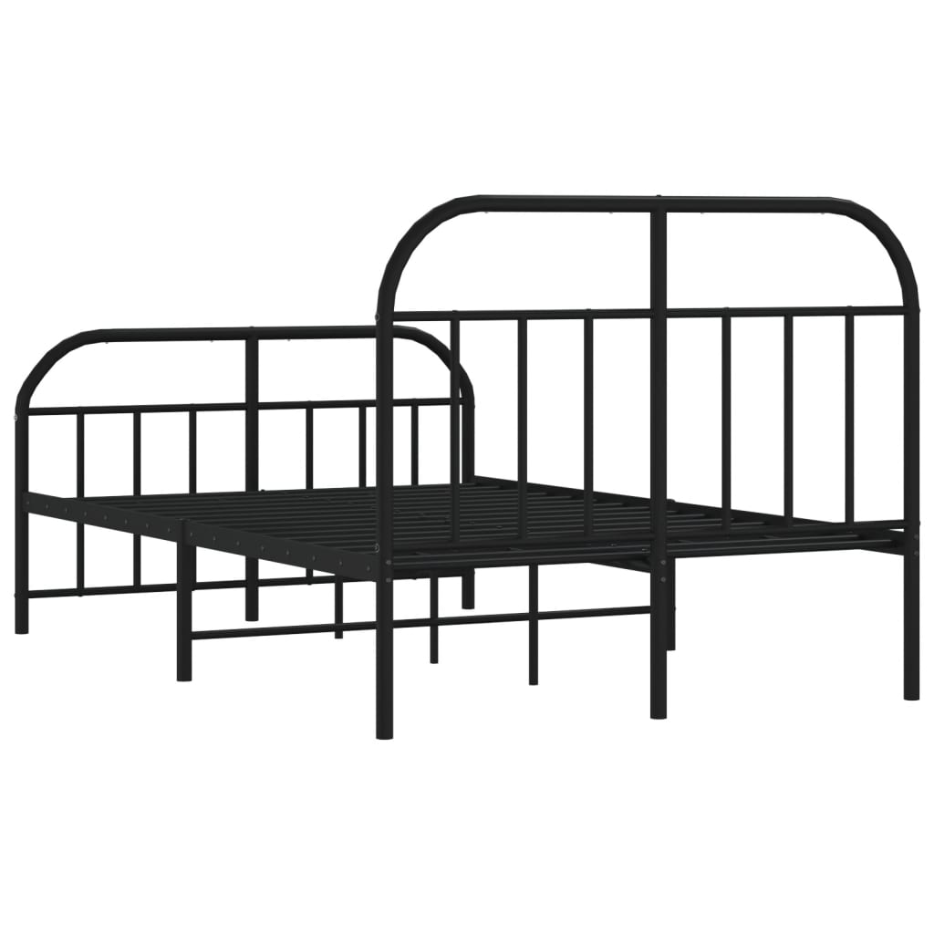 Metal Bed Frame with Headboard and Footboard Black 120x200 cm