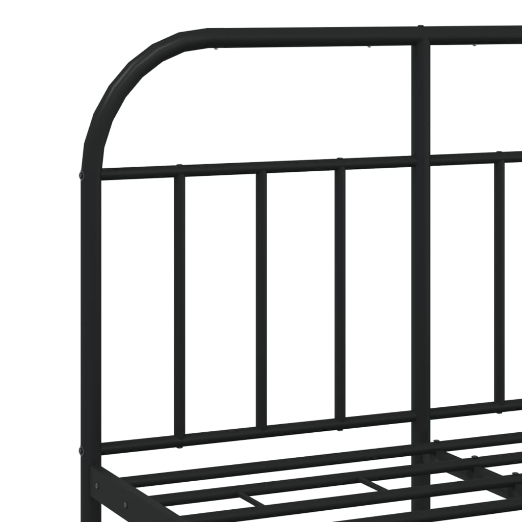 Metal Bed Frame with Headboard and Footboard Black 120x200 cm