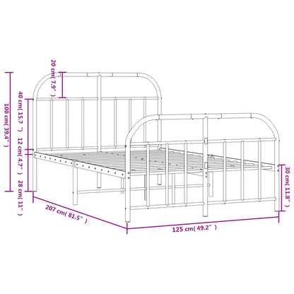 Metal Bed Frame with Headboard and Footboard Black 120x200 cm