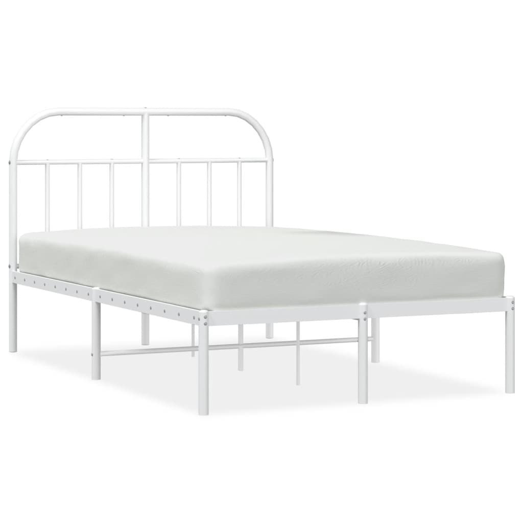 Metal Bed Frame without Mattress with Headboard White 120x200 cm