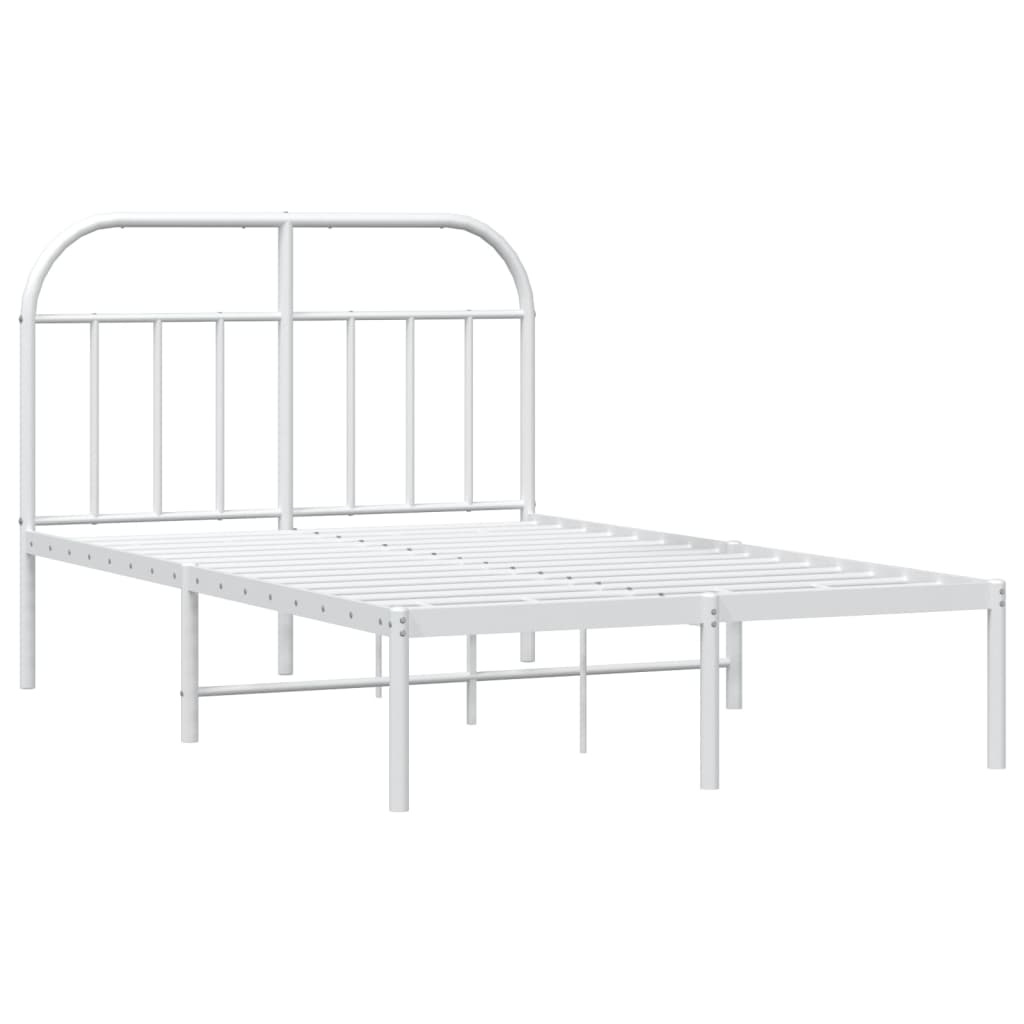 Metal Bed Frame without Mattress with Headboard White 120x200 cm