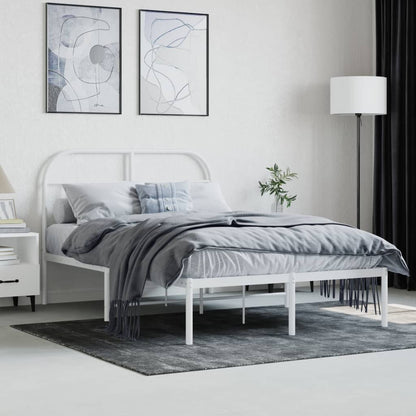 Metal Bed Frame without Mattress with Headboard White 120x200 cm