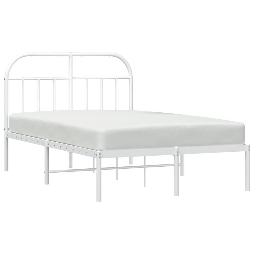 Metal Bed Frame without Mattress with Headboard White 120x200 cm