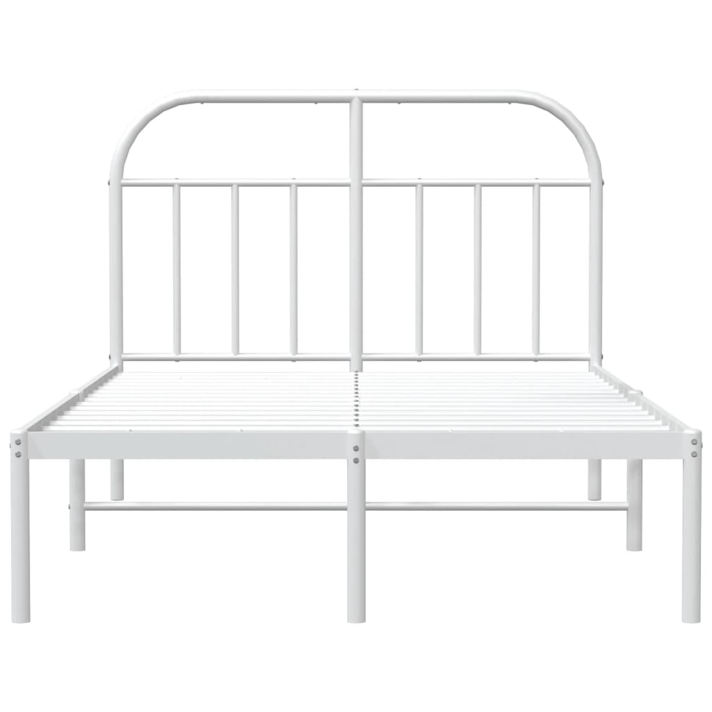 Metal Bed Frame without Mattress with Headboard White 120x200 cm