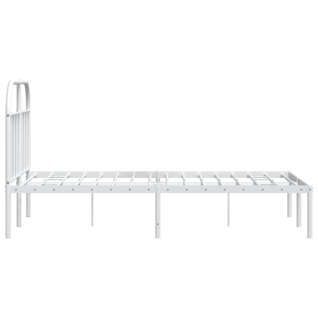 Metal Bed Frame without Mattress with Headboard White 120x200 cm