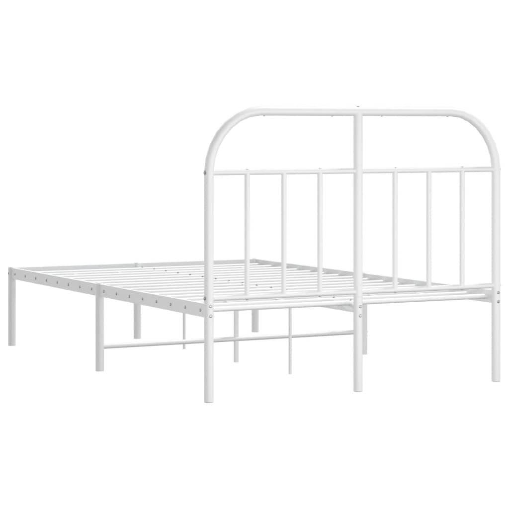 Metal Bed Frame without Mattress with Headboard White 120x200 cm