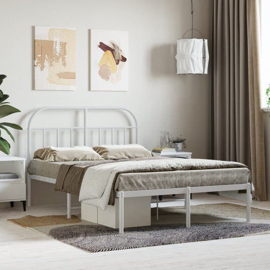 Metal Bed Frame without Mattress with Headboard White 120x200 cm