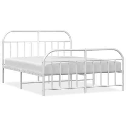 Metal Bed Frame without Mattress with Footboard White 150x200 cm King Size