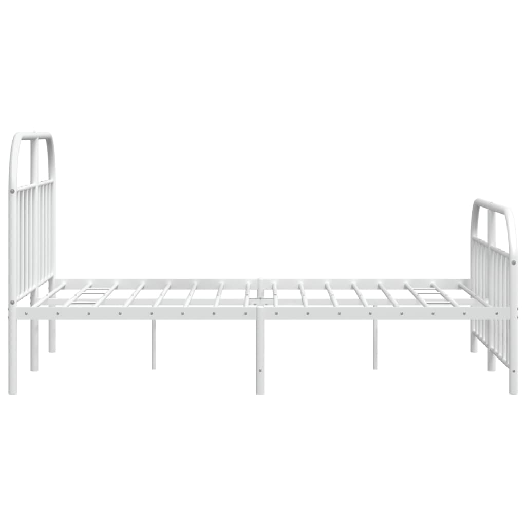 Metal Bed Frame without Mattress with Footboard White 150x200 cm King Size