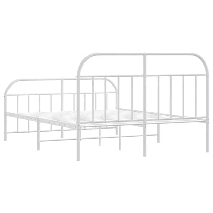 Metal Bed Frame without Mattress with Footboard White 150x200 cm King Size