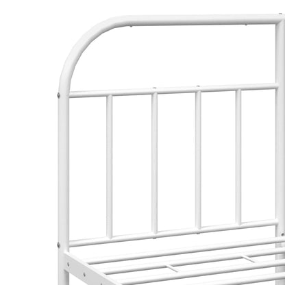 Metal Bed Frame without Mattress with Footboard White 150x200 cm King Size