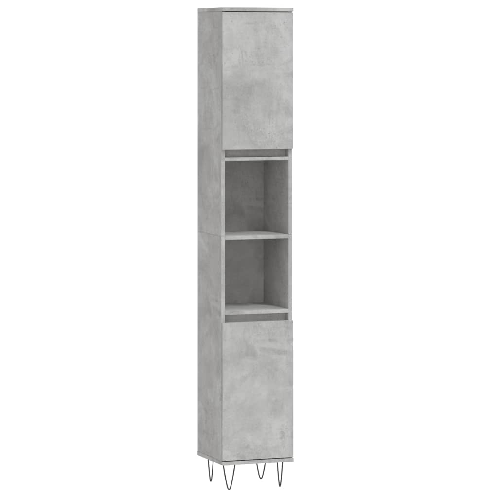 3 Piece Bathroom Cabinet Set Concrete Grey Engineered Wood