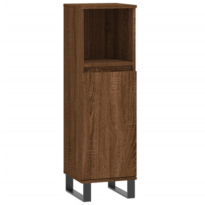 3 Piece Bathroom Cabinet Set Brown Oak Engineered Wood