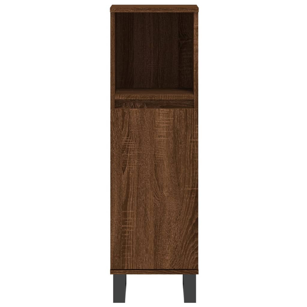 3 Piece Bathroom Cabinet Set Brown Oak Engineered Wood