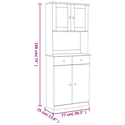 Highboard ALTA White 77x35x188 cm Solid Wood Pine