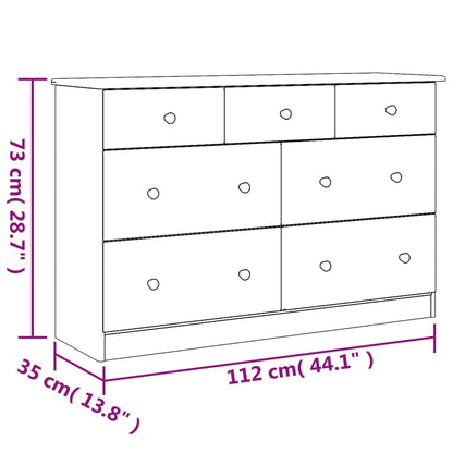 Chest of Drawers ALTA White 112x35x73 cm Solid Wood Pine