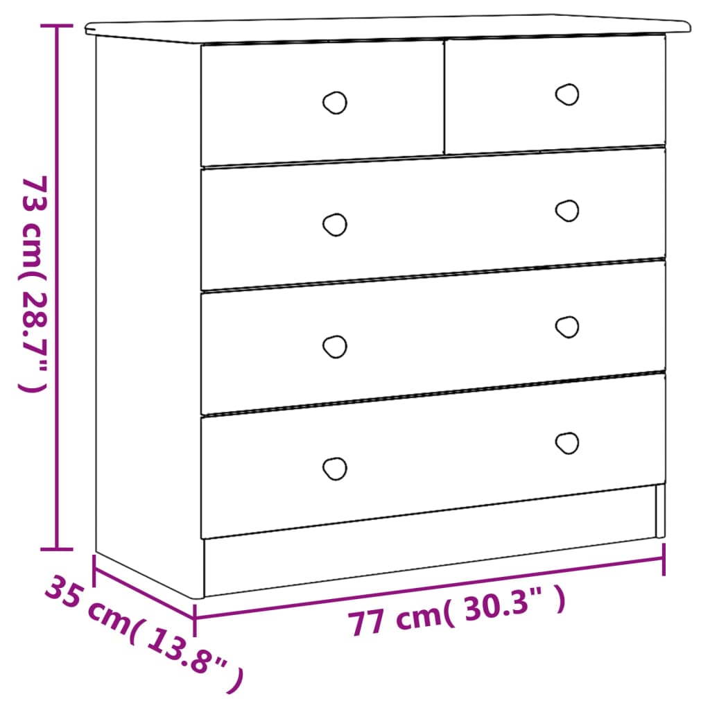 Chest of Drawers ALTA 77x35x73 cm Solid Wood Pine