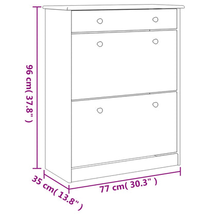 Shoe Cabinet ALTA 77x35x96 cm Solid Wood Pine