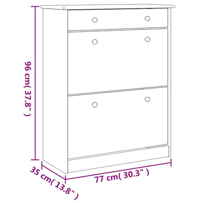 Shoe Cabinet ALTA White 77x35x96 cm Solid Wood Pine