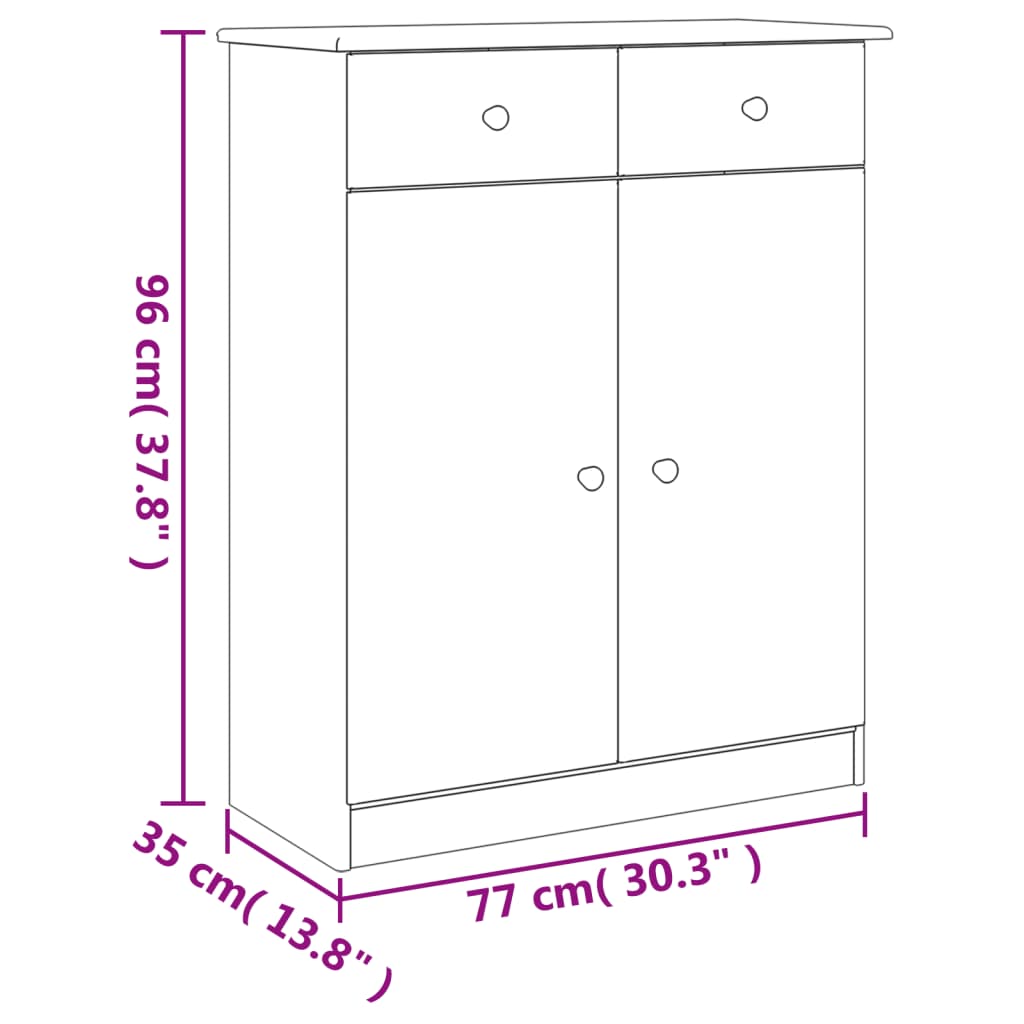 Shoe Cabinet ALTA 77x35x96 cm Solid Wood Pine