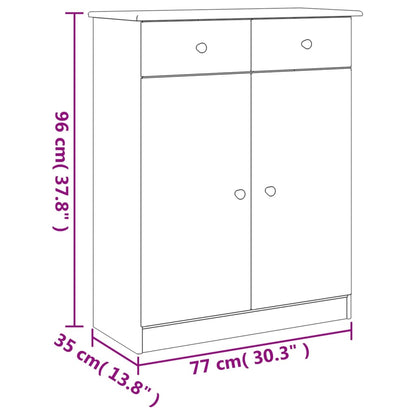 Shoe Cabinet ALTA White 77x35x96 cm Solid Wood Pine