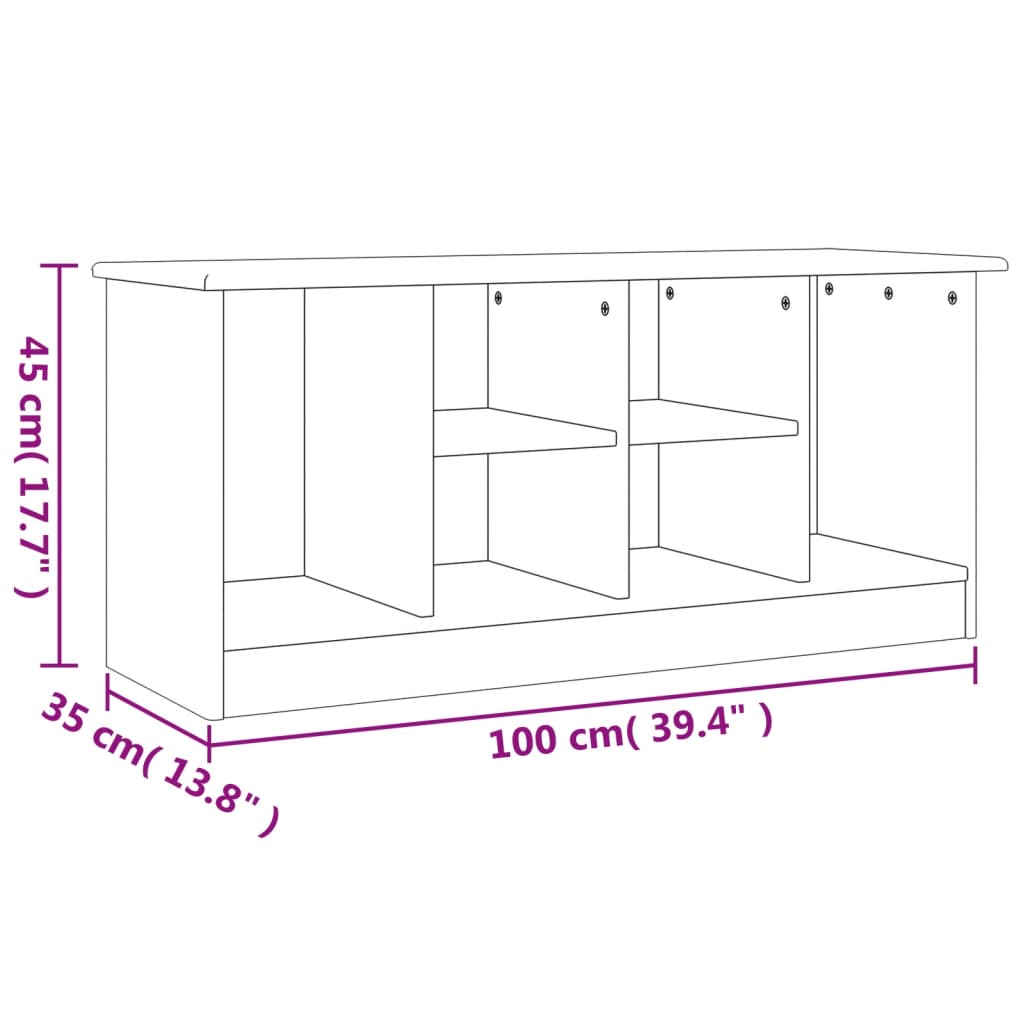 Shoe Bench ALTA 100x35x45 cm Solid Wood Pine