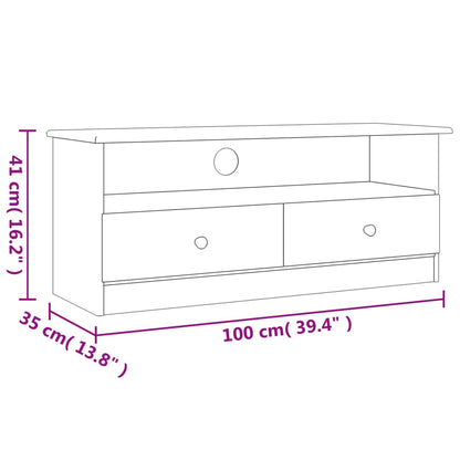 TV Cabinet with Drawers ALTA 100x35x41 cm Solid Wood Pine