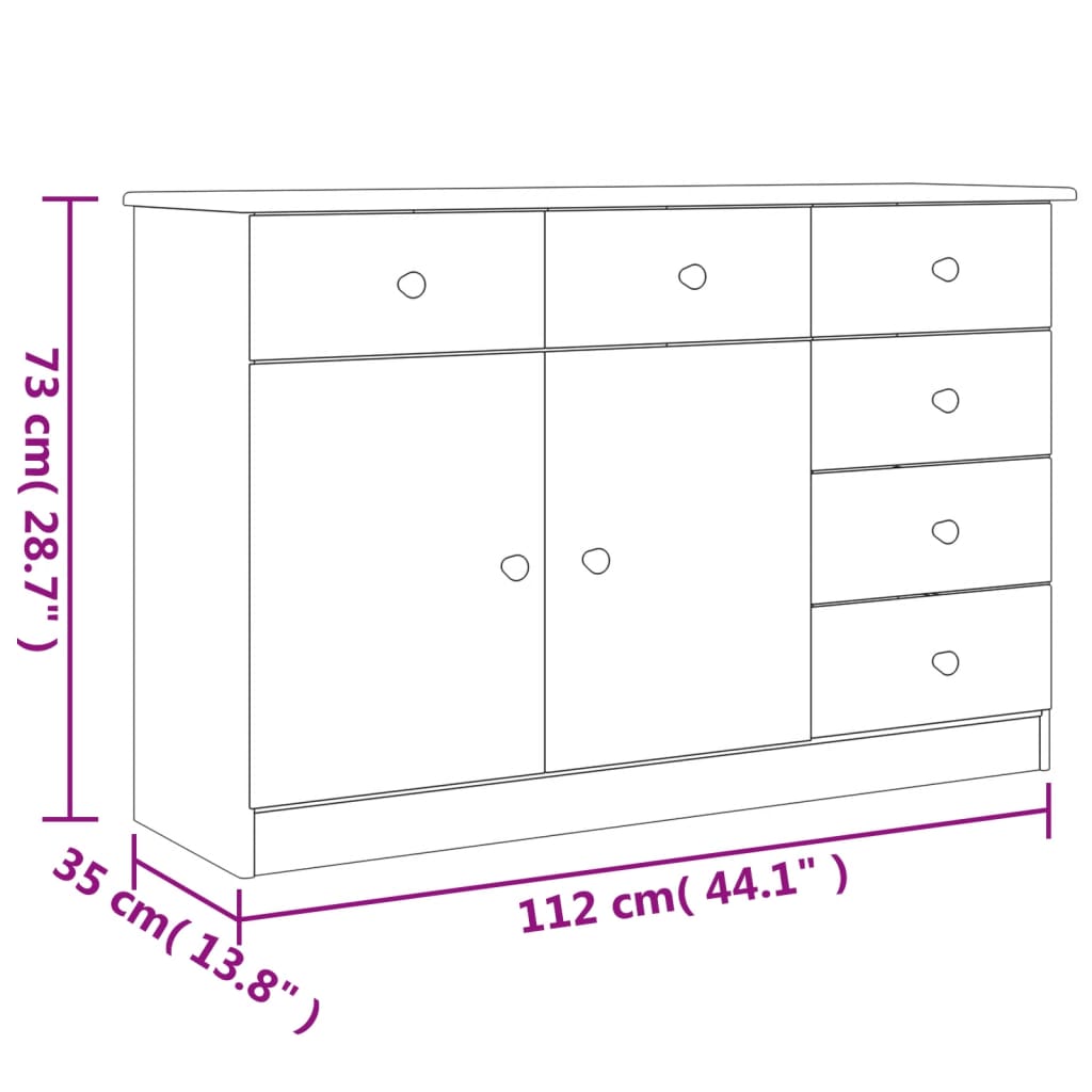 Sideboard "ALTA" 112x35x73 cm Solid Wood Pine