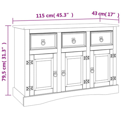 Sideboard Corona 115x43x79.5 cm Solid Wood Mexican Pine