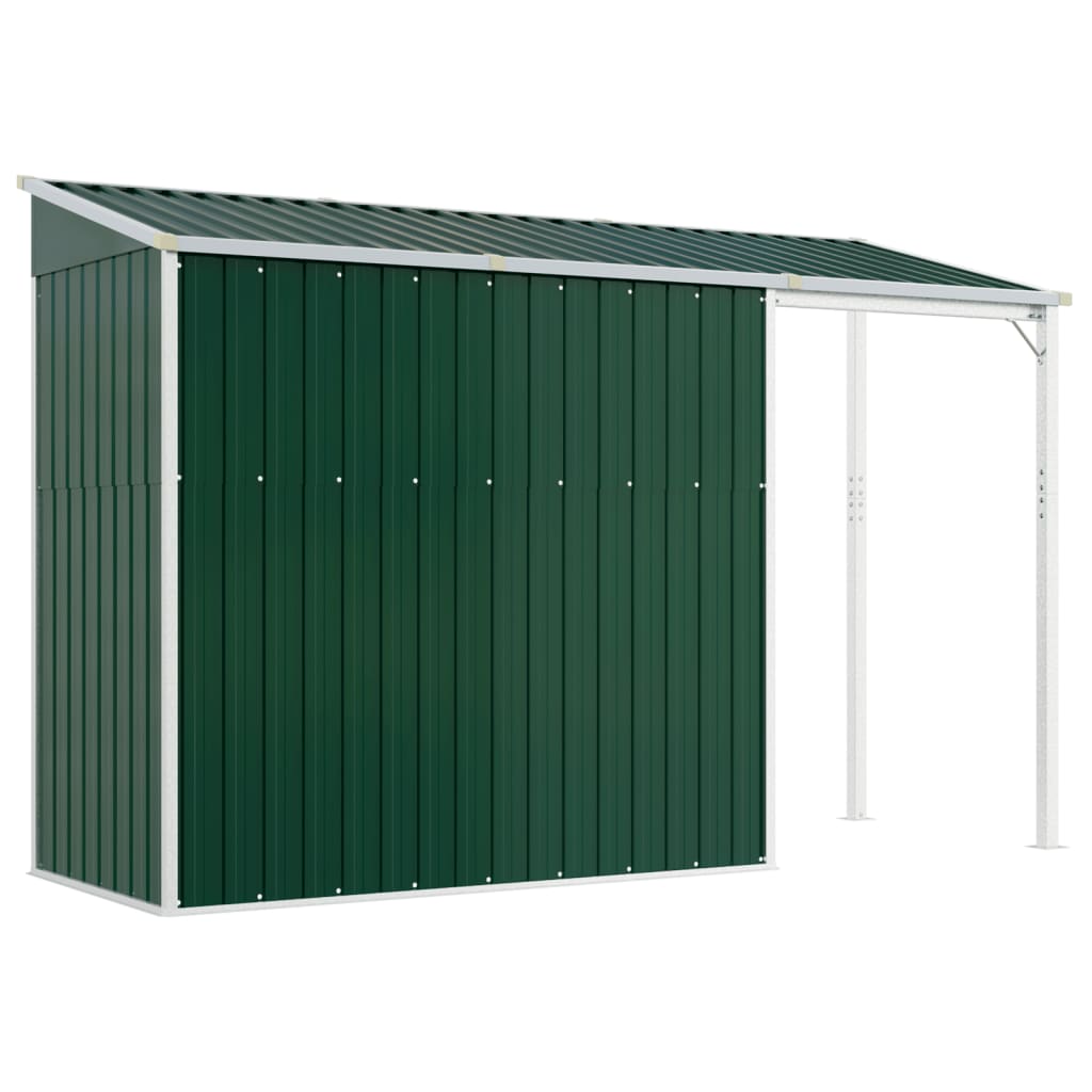 Garden Shed with Extended Roof Green 277x110.5x181 cm Steel