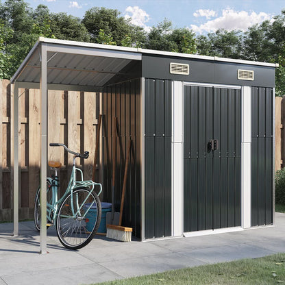 Garden Shed with Extended Roof Anthracite 277x110.5x181 cm Steel